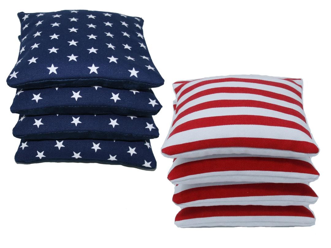 Stars Stripes Pro-Style Corn Hole Bags Slick & Stick Resin Filled Suede & Canvas 